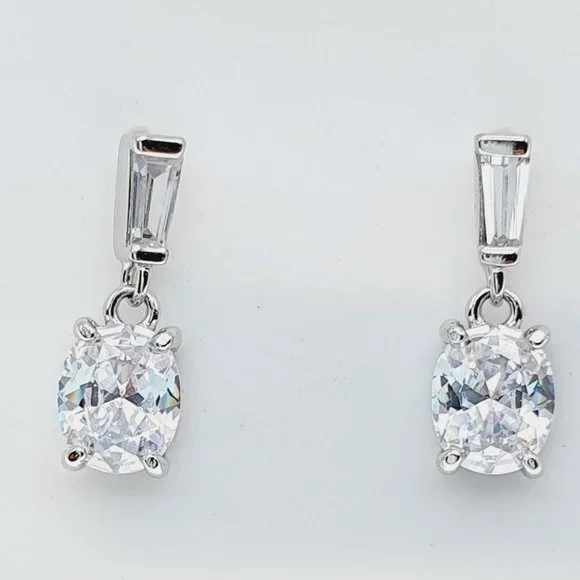 925 Sterling Silver CZ Stud Earrings for Women/Girl, US925P1218 - Picture 2 of 7